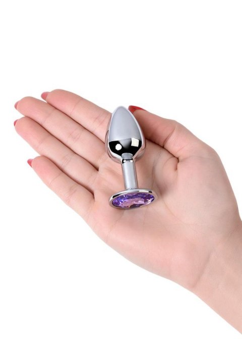 Silver anal plug with gem, blue TOYFA