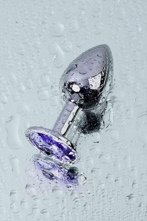 Silver anal plug with gem, blue TOYFA
