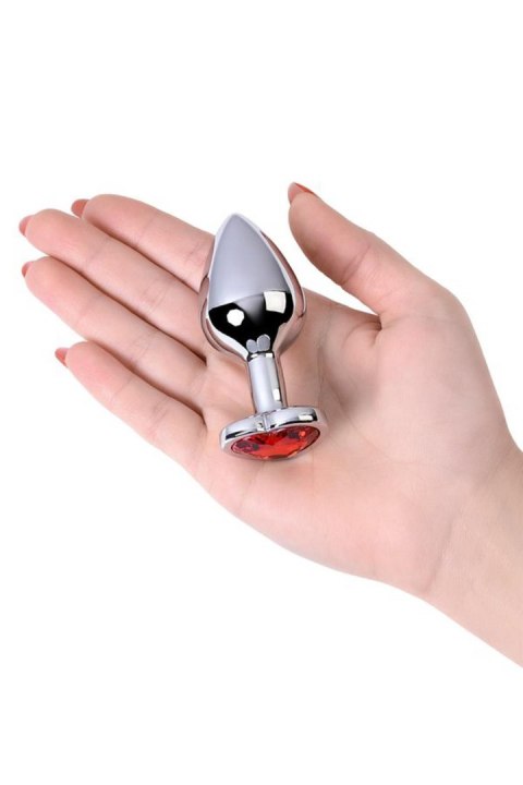 Silver anal plug with pink gem heart-shaped TOYFA - Boys of Toys Sp. z o.o. (dystrybutor)