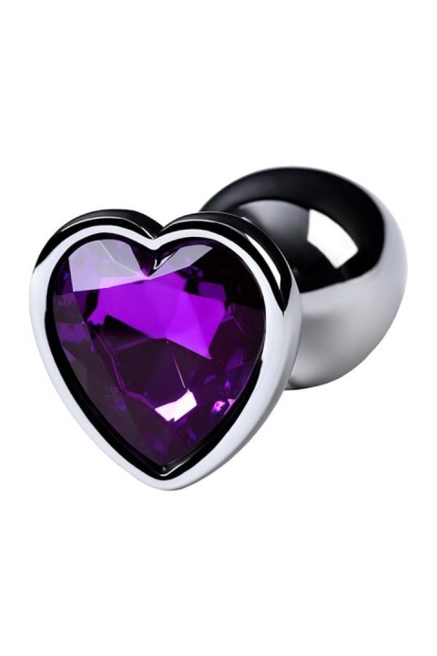 Silver anal plug with purple gem heart-shaped TOYFA - Boys of Toys Sp. z o.o. (dystrybutor)