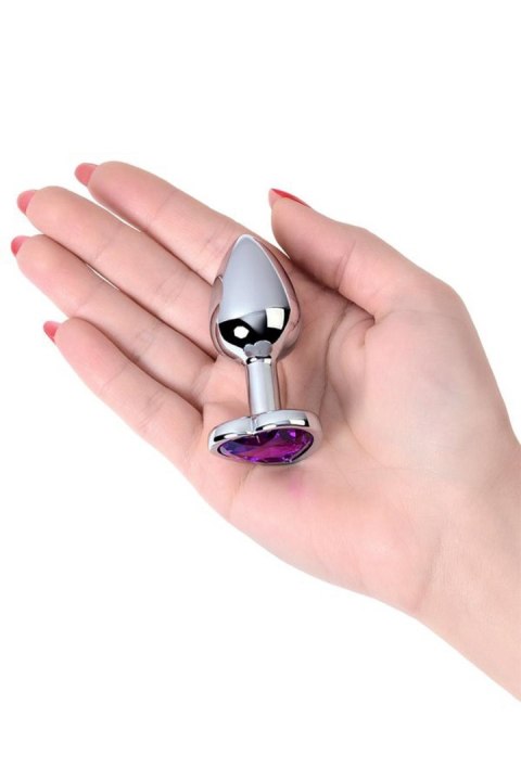 Silver anal plug with purple gem heart-shaped TOYFA - Boys of Toys Sp. z o.o. (dystrybutor)
