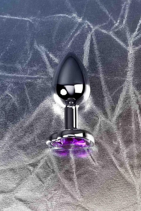 Silver anal plug with purple gem heart-shaped TOYFA - Boys of Toys Sp. z o.o. (dystrybutor)