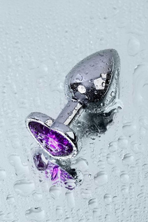 Silver anal plug with purple gem heart-shaped TOYFA - Boys of Toys Sp. z o.o. (dystrybutor)