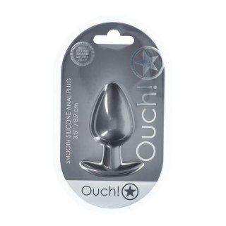 Smooth Silicone Anal Plug - Large - 3.5" / 8,9 cm - Gunmetal SHOTS