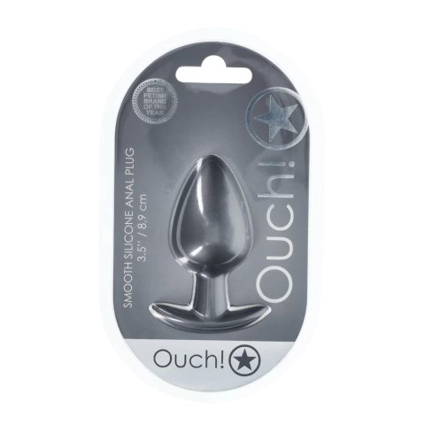 Smooth Silicone Anal Plug - Large - 3.5" / 8,9 cm - Gunmetal SHOTS