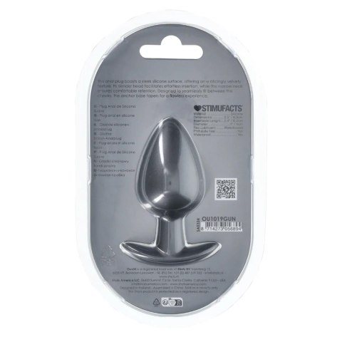 Smooth Silicone Anal Plug - Large - 3.5" / 8,9 cm - Gunmetal SHOTS