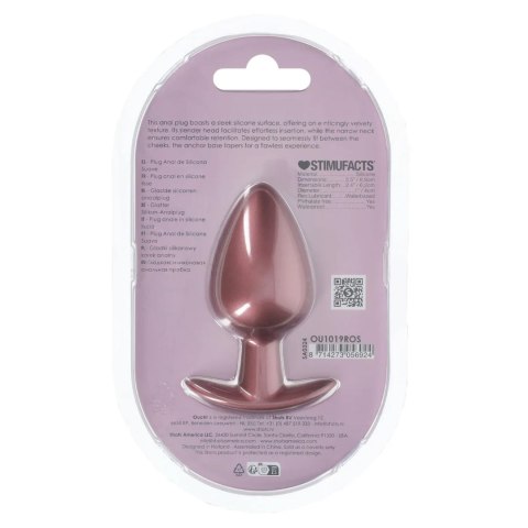 Smooth Silicone Anal Plug - Large - 3.5" / 8,9 cm - Rose Gold SHOTS