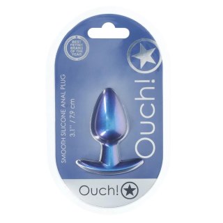 Smooth Silicone Anal Plug - Medium - 3.1 / 7,9 cm - Metallic Blue SHOTS
