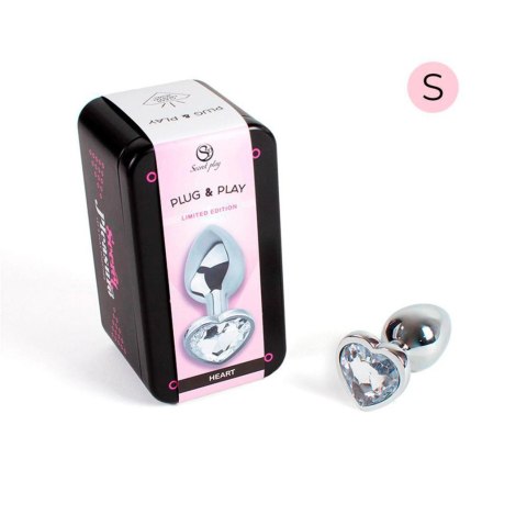 CLEAR CRYSTAL HEART METAL BUTT PLUG
