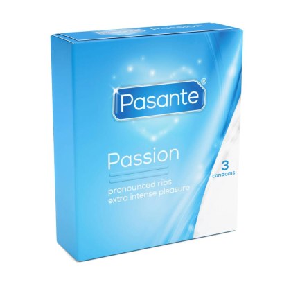 Pasante Ribbed Passion - prezerwatywy z prążkami, 3 szt.