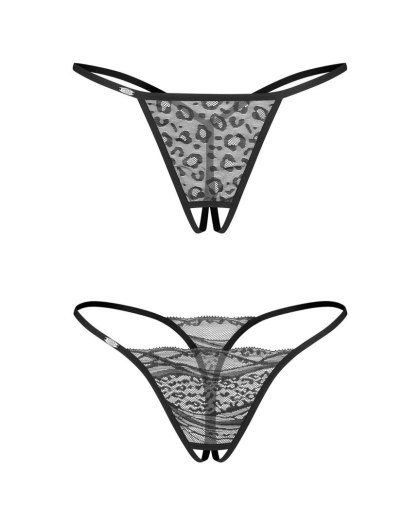 Obsessive Bianca - 2 pary stringów z otwartym krokiem, 2XL/3XL