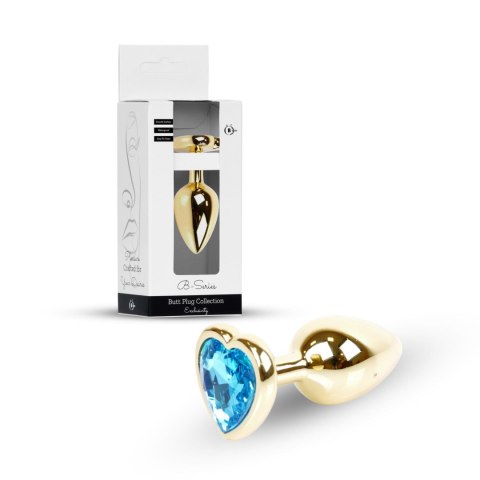 Plug-Jewellery Gold Heart PLUG- Light Blue B - Series HeavyFun