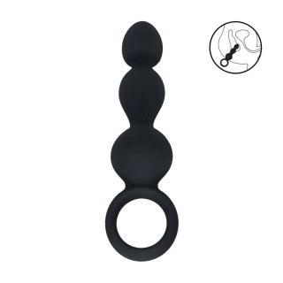 Beaded Silicone Anal Probe with Loop - Black