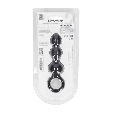 Beaded Silicone Anal Probe with Loop - Black