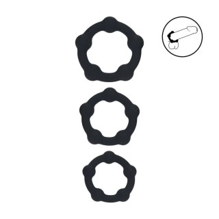 Beaded Silicone Cockring Set of 3 - S/M/L - Black