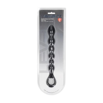 Beaded Snake Silicone Anal Probe with Loop - Black