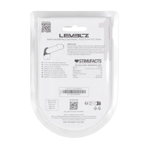 Double Liquid Silicone Cock and Ball Ring - Black