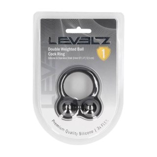 Liquid Silicone Double Weighted Ball Cockring - Black
