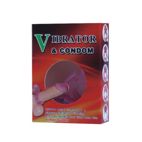 Vibrating Cock Ring & Condom Set - Pink