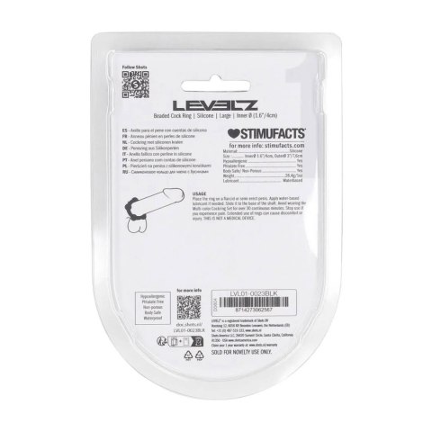 Beaded Silicone Cockring - L - 45mm - Black