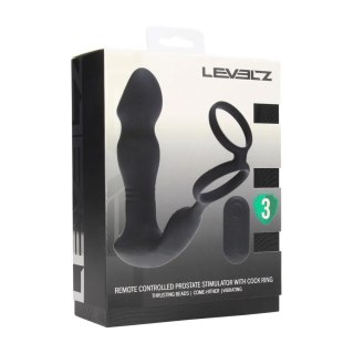 Remote Control Vibrating Thrusting Come-Hither Silicone Prostate Stimulator with Cockring - Black