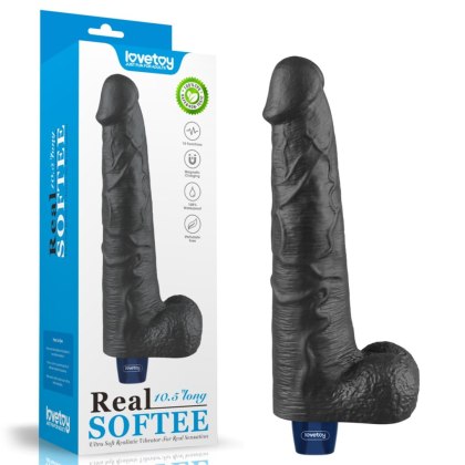 Lovetoy Real Softee - realistyczny wibrator z TPE, 27 cm, czarny