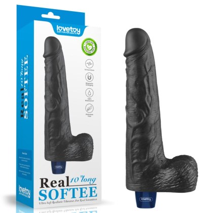 Lovetoy Real Softee - realistyczny wibrator z TPE, 25,5 cm, czarny