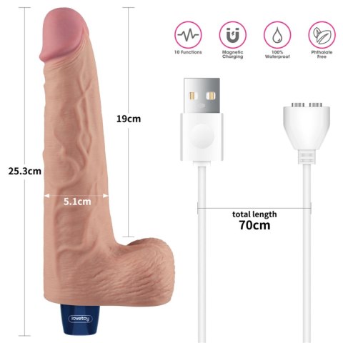 10" REAL SOFTEE Rechargeable TPE Vibrating Dildo(Flesh)