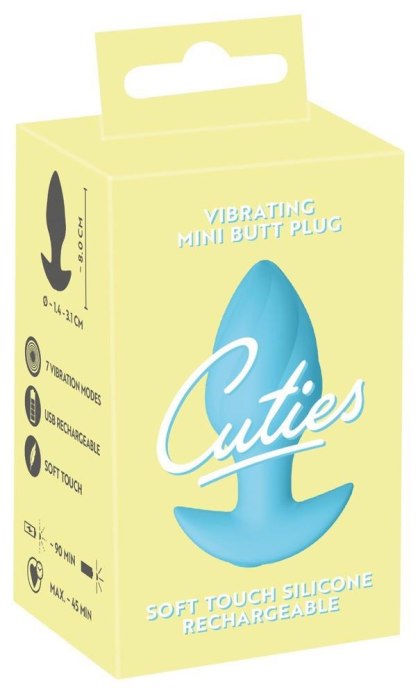 Cuties - wibrujący mini korek analny, niebieski
