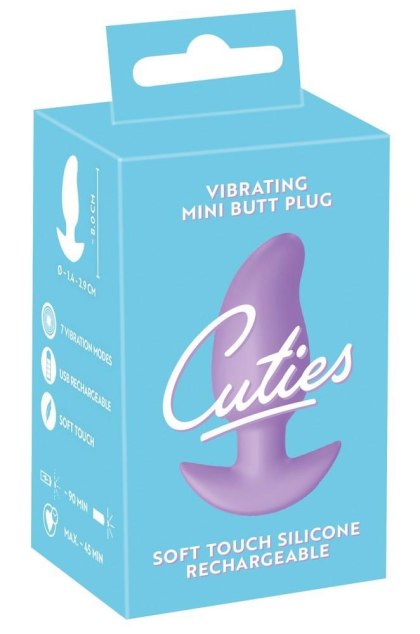Cuties - wibrujący mini korek analny, fioletowy