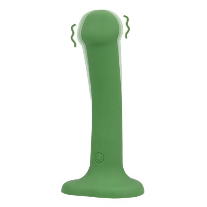 Loveline Non-Phallic - wibrujące dildo z przyssawką, S, zielone