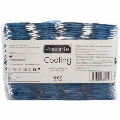 Pasante Cooling - chłodzące prezerwatywy z prążkami, 144 szt.