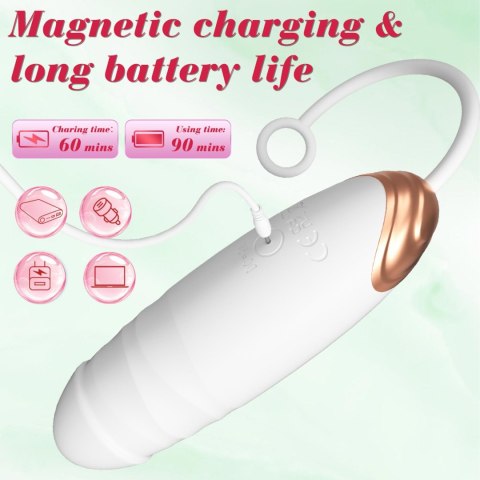 Vibrating Silicone Love EGG USB 7 vibration and thrust functions / Remote control White