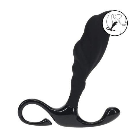 Rippled with Hard Loop Silicone Prostate Massager - M - Black