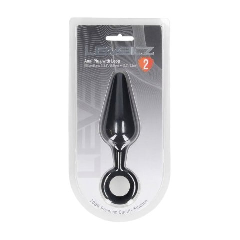 Silicone Anal Plug with Loop - L - Black
