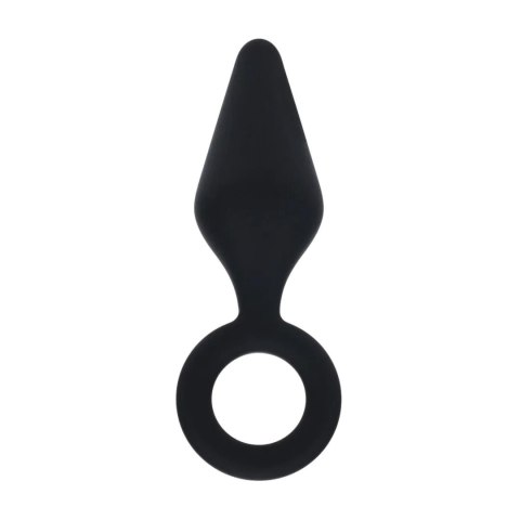 Silicone Anal Plug with Loop - M - Black