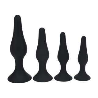 Slim Silicone Anal Plug Set of 4 - S/M/L/XL - Black