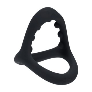 Soft Bead Grip Silicone Cock and Ball Ring - Black