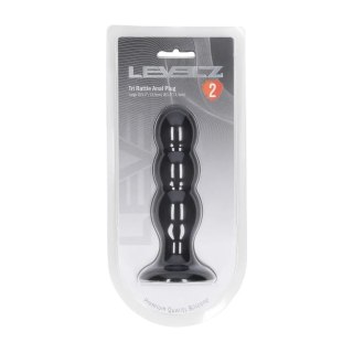 Tri Rattle Liquid Silicone Anal Plug - L - Black