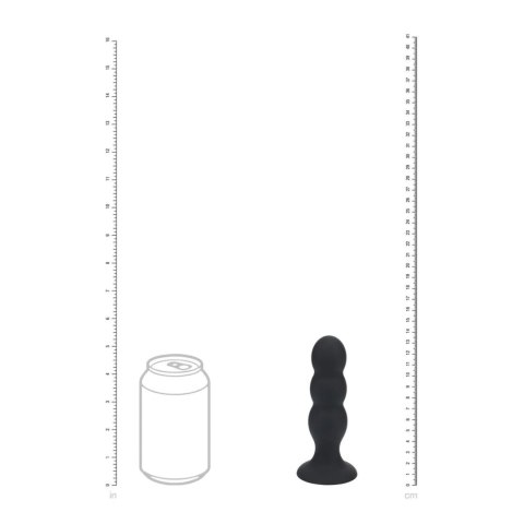 Tri Rattle Liquid Silicone Anal Plug - L - Black