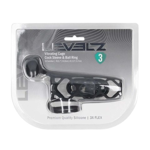 Vibrating Cage Silicone Cock Sleeve and Ball Ring - Black