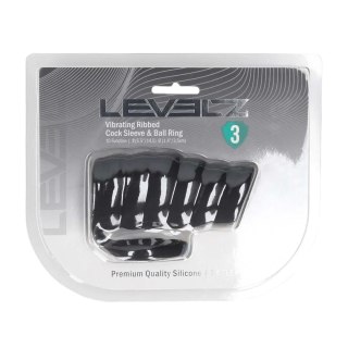 Vibrating Ribbed Silicone Cock Sleeve and Ball Ring - Black