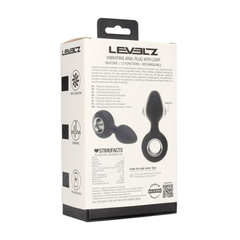 Vibrating Silicone Anal Plug with Loop - Black