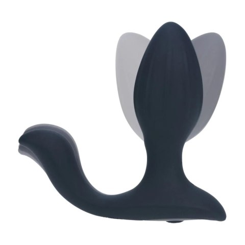 Vibrating and Rotating Silicone Anal Plug with Ball Stimulator - Black