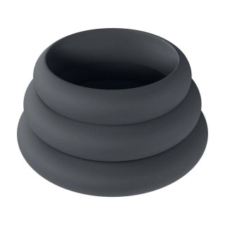 Wide O Silicone Cockring Set of 3 - S/M/L - Black