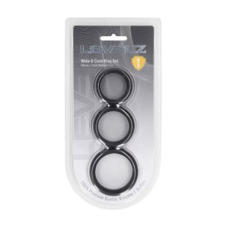 Wide O Silicone Cockring Set of 3 - S/M/L - Black