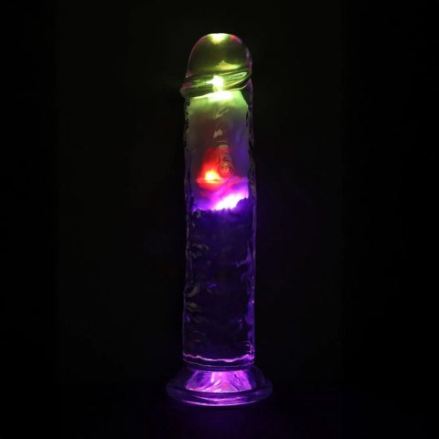 LED Vibrating Straight Cock - 20 cm - Transparent