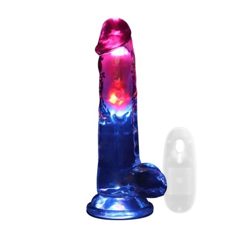 LED Vibrating Straight Cock with Balls - 20 cm - Transparent