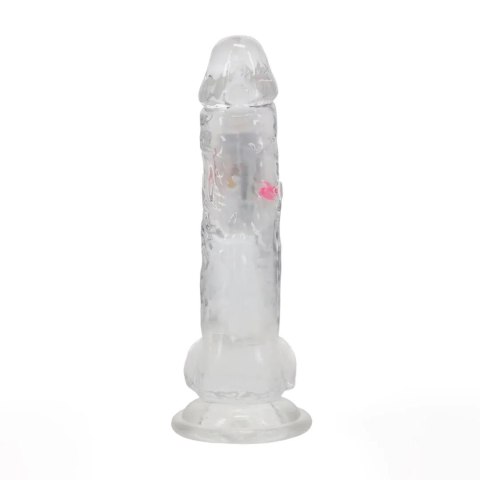 LED Vibrating Straight Cock with Balls - 20 cm - Transparent