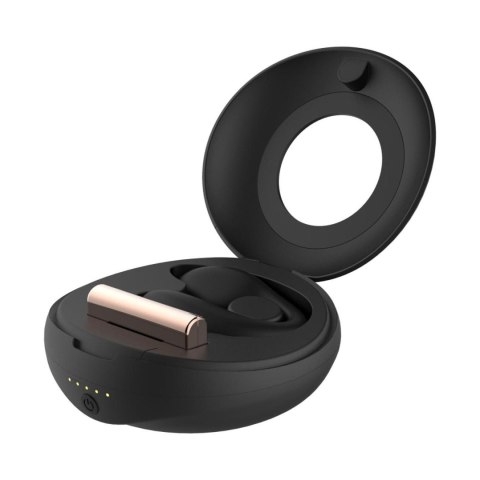 Rosy Gold - C-Shape Vibrator with Luxury Charging Case - Black